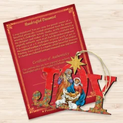 Set Of 2 Magnificent Nativity "Joy" Wooden Christmas Ornaments 5.5" -Christmas Trees Shop 8121456 3 04208.1667549917