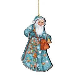Set Of 2 Santa The Coastal Fishermen Wooden Christmas Ornamentsby G.DeBrekht
