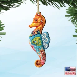 Set Of 2 Coastal Seahorse Wooden Christmas Ornaments 5.5" -Christmas Trees Shop 8126111 4 20890.1667549924