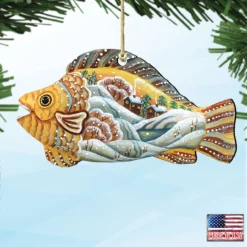 Set Of 2 Coastal Natural Fish Wooden Christmas Ornaments 5.5" -Christmas Trees Shop 8126132 4 18936.1667533774