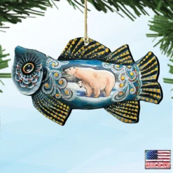 Set Of 2 Frosty Fish With Polar Bears Wooden Christmas Ornaments 5.5" 7 Set Of 2 Frosty Fish With Polar Bears Wooden Christmas Ornaments 5.5" -Christmas Trees Shop 8126141 4 69308.1667549666