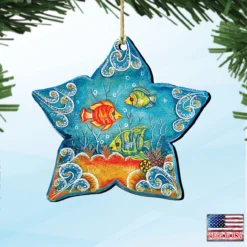Set Of 2 Sea Star Seaside Wooden Christmas Ornaments 5.5" -Christmas Trees Shop 8126151 4 18041.1667549668