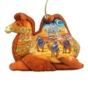 Set Of 2 Three Kings Riding Camels Nativity Wooden Christmas Ornaments 5.5"