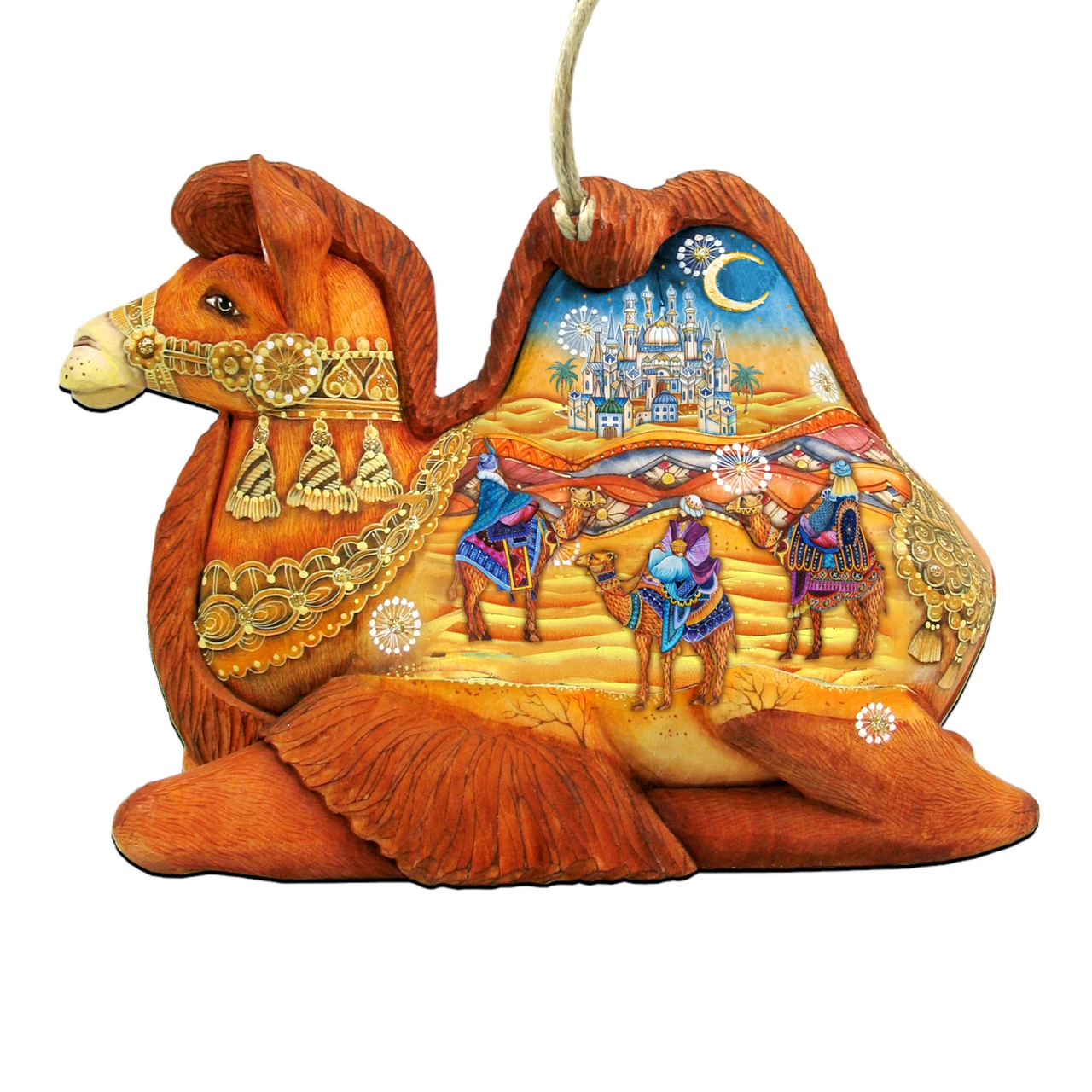 Set Of 2 Three Kings Riding Camels Nativity Wooden Christmas Ornaments 5.5" 1 Set Of 2 Three Kings Riding Camels Nativity Wooden Christmas Ornaments 5.5"