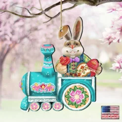 Set Of 2 Easter Bunny Train Ride In A Village Wooden Christmas Ornaments 5.5" -Christmas Trees Shop 8129211 2 4 30602.1667549615