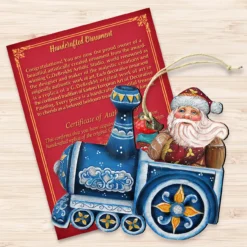 Set Of 2 Santa Claus Riding A Train Wooden Christmas Ornaments 5.5" -Christmas Trees Shop 8129211 3 47324.1667549616