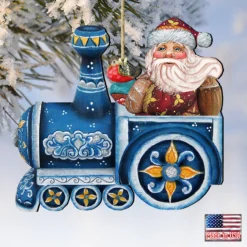 Set Of 2 Santa Claus Riding A Train Wooden Christmas Ornaments 5.5" -Christmas Trees Shop 8129211 4 72386.1667549616