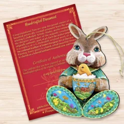 Set Of 2 Easter Bunny Egg With A Chick Wooden Christmas Ornaments 5.5" -Christmas Trees Shop 8144502 3 34415.1667549622