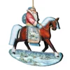 Set Of 2 Santa Horse Ride Wooden Christmas Ornaments 5.5"