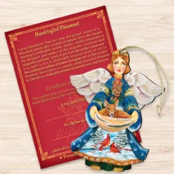 Set Of 2 Angel With Cardinals And Deer Wooden Christmas Ornaments 5.5" -Christmas Trees Shop 8152510 3 44919.1667549637