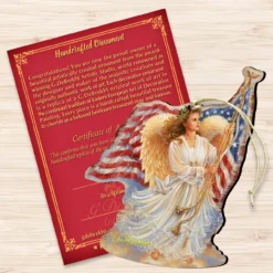 Set Of 2 Angel Waving American Flag Wooden Christmas Ornaments 5.5" -Christmas Trees Shop 8161021 0107 3 94886.1667549725