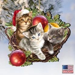 Set Of 2 Kittens In A Basket Wooden Christmas Ornaments 5.5" -Christmas Trees Shop 8161027 1 1607 4 15276.1667549734