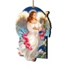 Set Of 2 Luminous Angel Wooden Christmas Ornaments 5.5"