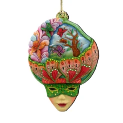 Set Of 2 Vivid Butterfly Wooden Mardi Gras Christmas Ornaments 5.5"