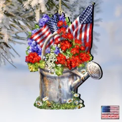 Set Of 2 American Freedom Celebration Wooden Christmas Ornaments 5.5" -Christmas Trees Shop 8161040 1711 4 61663.1667549741