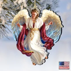 Set Of 2 Angel Bringing Peace On Earth Wooden Ornaments 5.5" -Christmas Trees Shop 8161048 1208 4 96217.1667549743