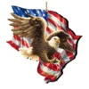 Set Of 2 American Independence Eagle Wooden Ornaments 5.5"