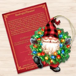 Set Of 2 Gnome Santa Wreath Lights Wooden Christmas Ornaments 5.5" 6 Set Of 2 Gnome Santa Wreath Lights Wooden Christmas Ornaments 5.5" -Christmas Trees Shop 8161053 dg 3 69349.1681987402
