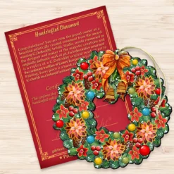 Set Of 2 Christmas Wreath Flowers Wooden Ornaments 5.5" -Christmas Trees Shop 8185307 3 77522.1667549631