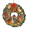 Set Of 2 Nativity Wreath Wooden Christmas Ornaments 5.5"