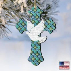 Set Of 2 Cross With White Dove Wooden Christmas Ornaments 5.5" 7 Set Of 2 Cross With White Dove Wooden Christmas Ornaments 5.5" -Christmas Trees Shop 8191163 2 4 90814.1667549651