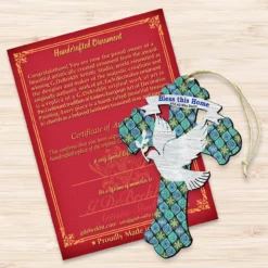 Set Of 2 Dove "Bless This Home" Cross Wooden Christmas Ornaments 5.5" -Christmas Trees Shop 8191163 3 16870.1667549646