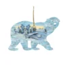 Set Of 2 Snowy Polar Bear Wooden Christmas Ornaments 5.5"