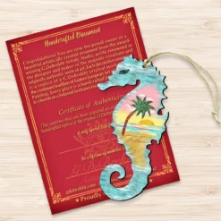 Set Of 2 Seahorse Beach Scene Wooden Christmas Ornaments 5.5" -Christmas Trees Shop 8198517 3 36778.1667549680