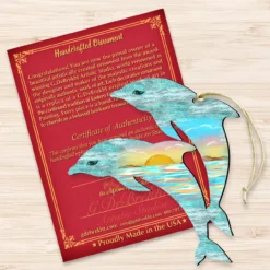 Set Of 2 Dolphins Beach Scene Wooden Christmas Ornaments 5.5" -Christmas Trees Shop 8198519 3 38108.1667549684