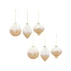 Set Of 6 Gold And White Finish Glass Christmas Ball Ornament 3.75-5.75"