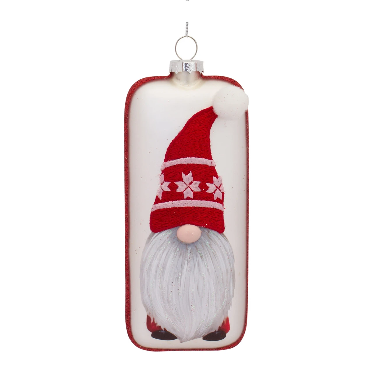 Set Of 12 Red And White Glass Gnome Christmas Ornament 6.25" 3 Set Of 12 Red And White Glass Gnome Christmas Ornament 6.25" - Image 3