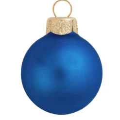 12ct Blue Glass Matte Christmas Ball Ornaments 2.75" (65mm)