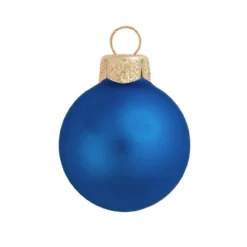 8ct Blue And Gold Matte Glass Christmas Ball Ornaments 3.25" (80mm)