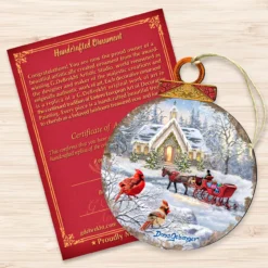 Set Of 2 Sleigh Ride With Perching Cardinals Wooden Ornaments 5.5" -Christmas Trees Shop 8421129 dg 3 89624.1667549695