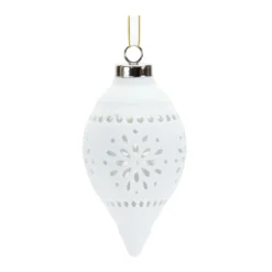 Set Of 6 White Finish Snowflake Porcelain Christmas Ball Ornament 4-5.5" -Christmas Trees Shop 84531 2 48369.1667655871