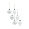 Set Of 6 White Finish Snowflake Porcelain Christmas Ball Ornament 4-5.5"