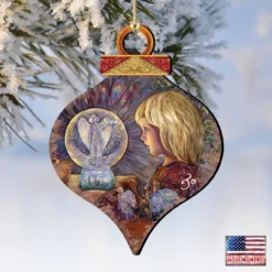 Set Of 2 Little Girl With Fairies Wooden Christmas Ornaments 5.5" -Christmas Trees Shop 845619 jw 4 52293.1667549700