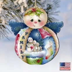 Set Of 2 Snowman "Family" Wooden Angel Christmas Ornaments 5.5" -Christmas Trees Shop 8457504 4 17256.1667549739