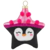 3.75" Pink And Black Penguin Star Christmas Ornament