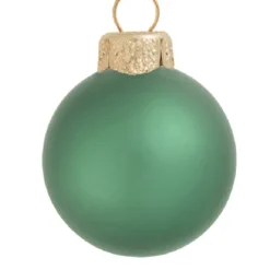40ct Green Glass Matte Christmas Ball Ornaments 1.25" (30mm)