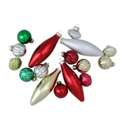 16ct Red And Green Traditional Finial Christmas Ornaments 4" (101mm)