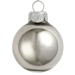 28ct Smoke Silver Shiny Glass Christmas Ball Ornaments 2" (50mm)