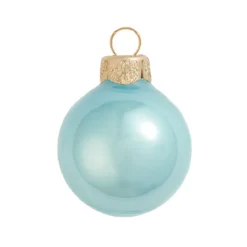 40ct Baby Blue Pearl Glass Christmas Ball Ornaments 1.5" (40mm)