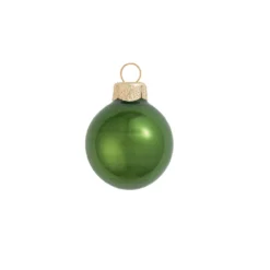 40ct Green And Gold Pearl Glass Christmas Ball Ornaments 1.25" (30mm)