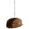 3.25” Brown And Beige Whimsical Bristle Brush Handcrafted Hedgehog Hanging Ornament