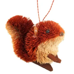 2.75” Red And Brown Whimsical Bristle Brush Handcrafted Squirrel Hanging Ornament