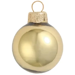 40ct Shiny Antique Gold Glass Ball Christmas Ornaments 1.5" (40mm)
