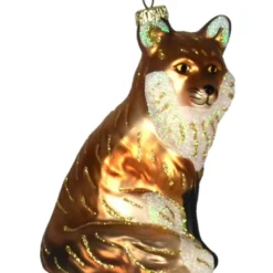 4" Red Fox Hand Blown Glass Hanging Figurine Ornament