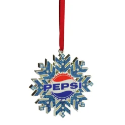 3.5" Silver And Blue Pepsi Logo Snowflake Christmas Ornament