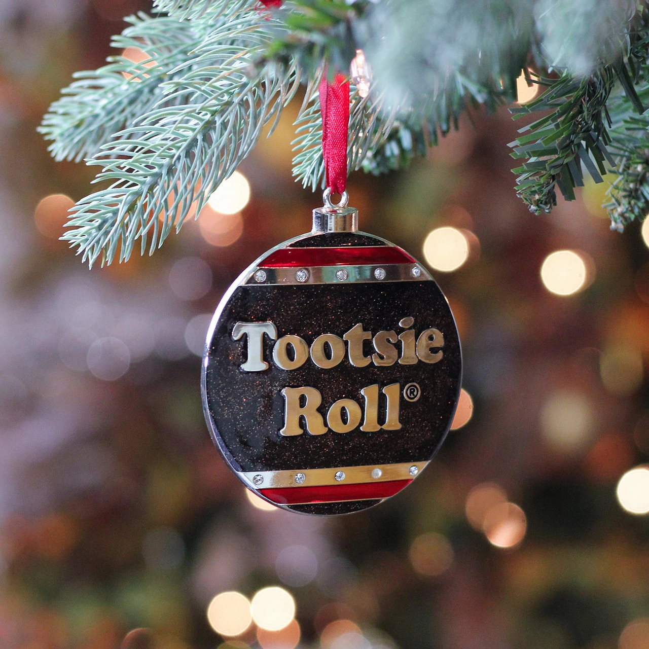 3.5" Silver And Brown "Tootsie Roll" Candy Logo Christmas Ornament 4 3.5" Silver And Brown "Tootsie Roll" Candy Logo Christmas Ornament - Image 4
